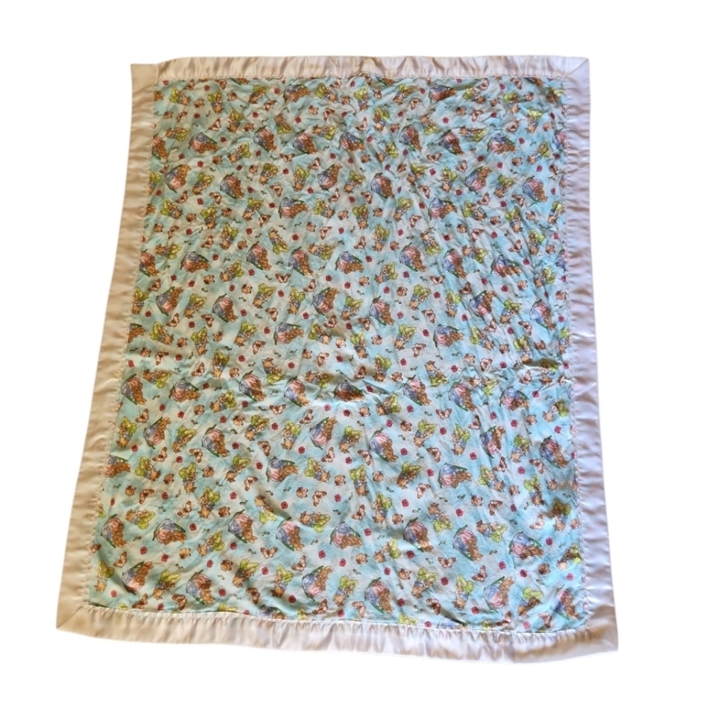 VTG Peter Rabbit Cabbage Butterflies Florals Beatrix Potter Baby Blanket 42x35